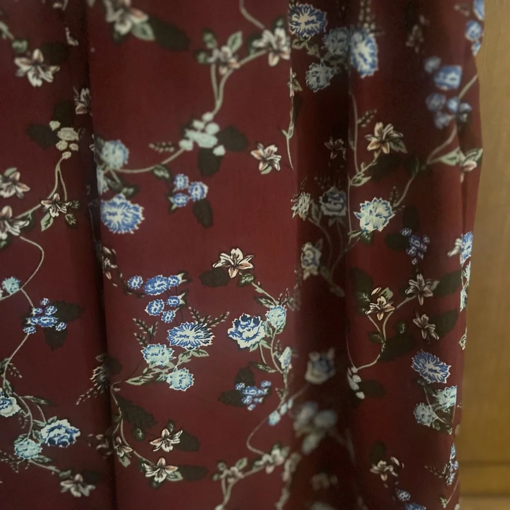 Size Small: Maroon and blue floral jumpsuit - Picture 2 of 3